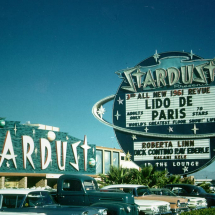 Photograph of the front & parking lot of the Stardust Hotel & Casino, Las Vegas, circa 1961 - 7980508722_975e32287c_b